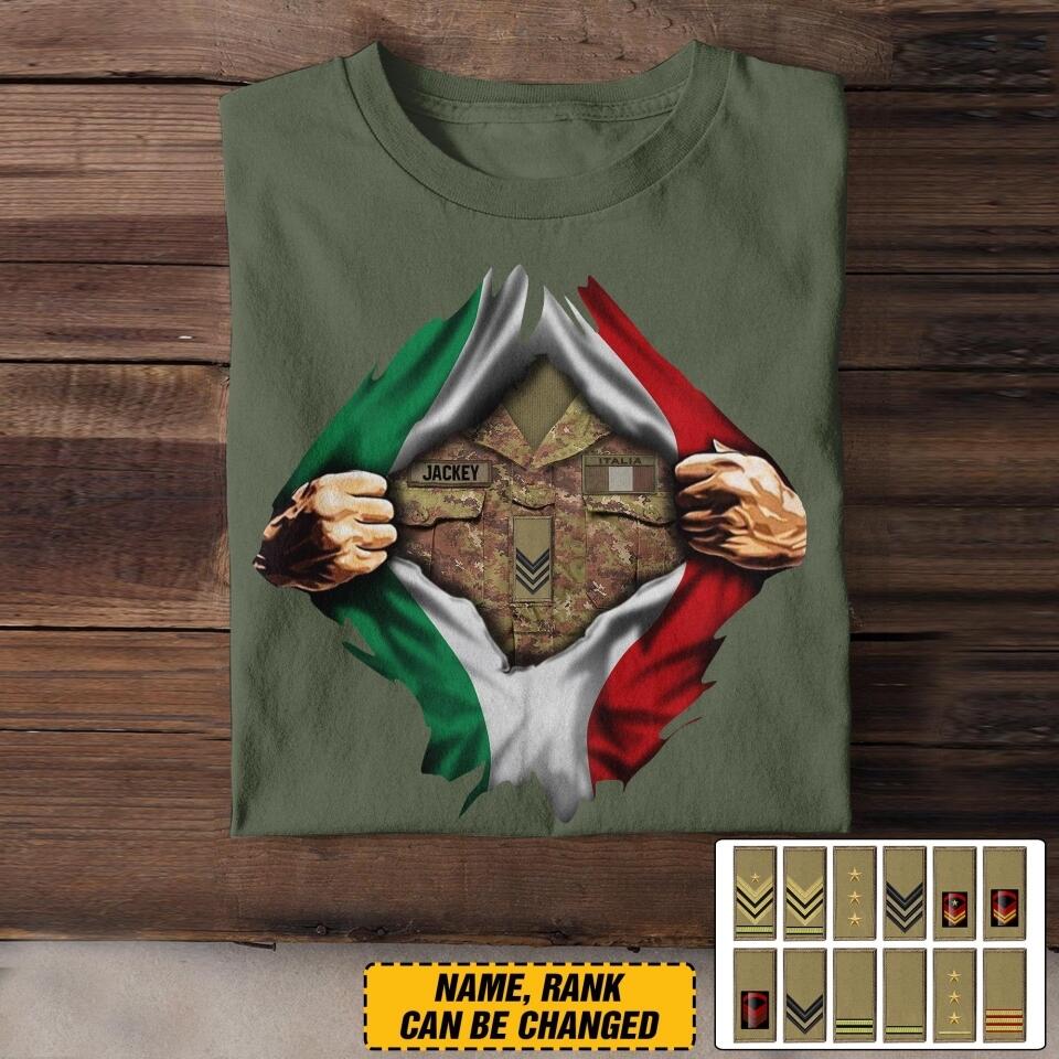 Personalized Italian Soldier/Veterans Tshirt Printed 22JUY-Dt04