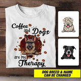 Personalized Coffee And Dogs Are My Therapy  Tshirt Printed NQHC0507