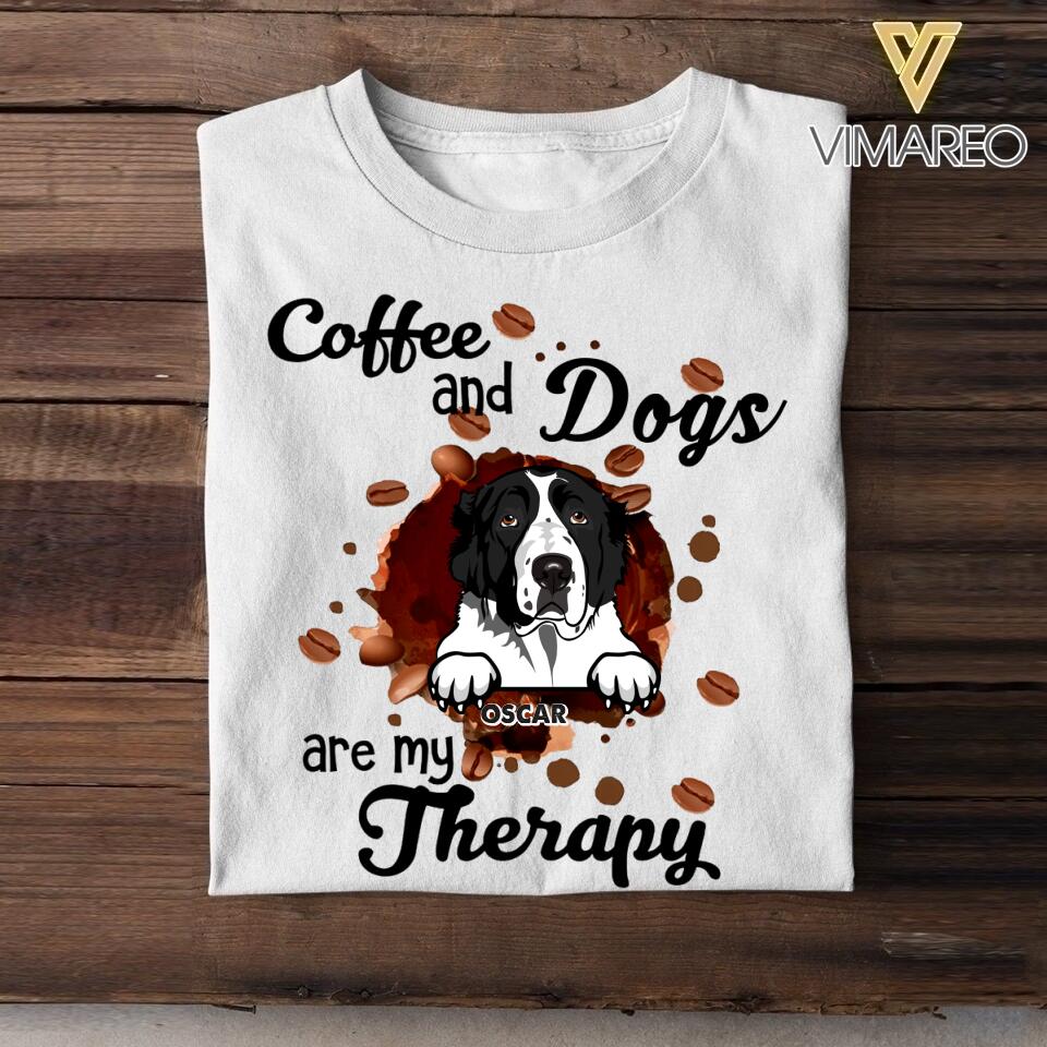 Personalized Coffee And Dogs Are My Therapy  Tshirt Printed NQHC0507