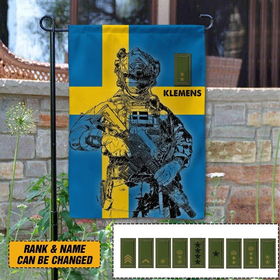 Personalized Swedish Veterans/Soldier Garden Flag 22JUY-HY05