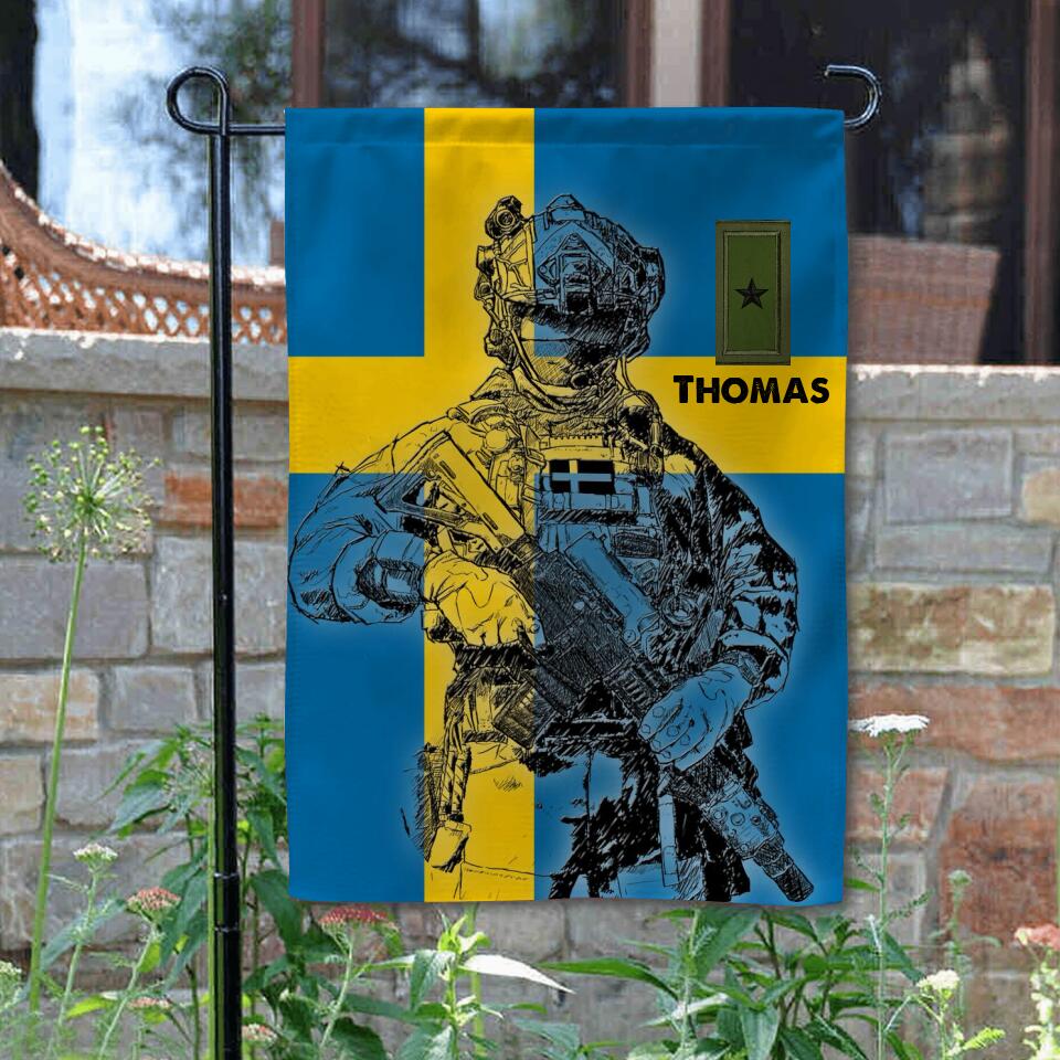 Personalized Swedish Veterans/Soldier Garden Flag 22JUY-HY05