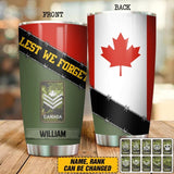 Personalized Canadian Veteran/ Solider Lest We Forget Tumbler Printed QTDT0507
