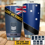 Personalized Australian Veteran/ Solider Lest We Forget Tumbler Printed QTDT0507