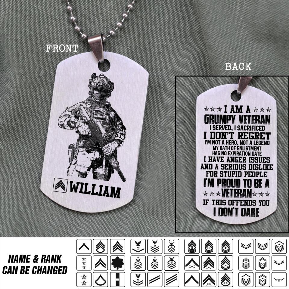 Personalized US Veterans/Soldier Dog Tag Printed 22JUY-DT06
