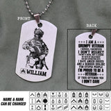 Personalized US Veterans/Soldier Dog Tag Printed 22JUY-DT06