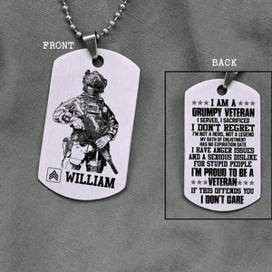 Personalized US Veterans/Soldier Dog Tag Printed 22JUY-DT06