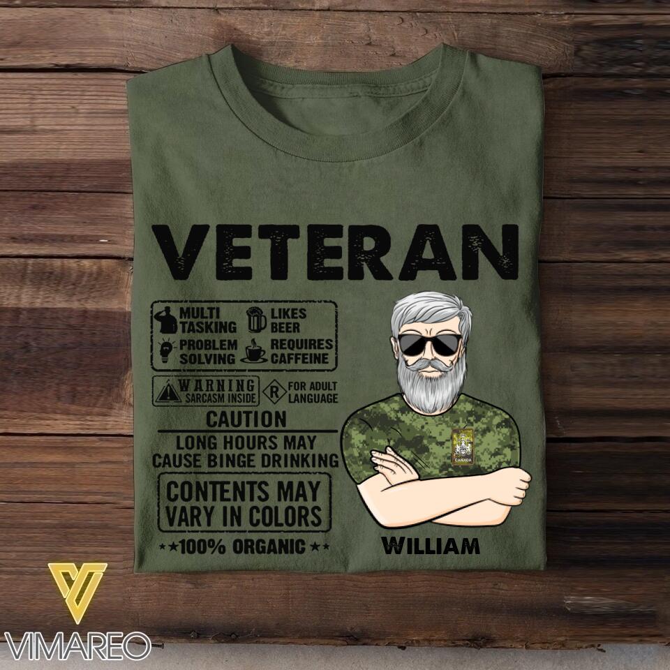Personalized Canadian Veterans/Soldier Tshirt Printed 22JUY-HC06