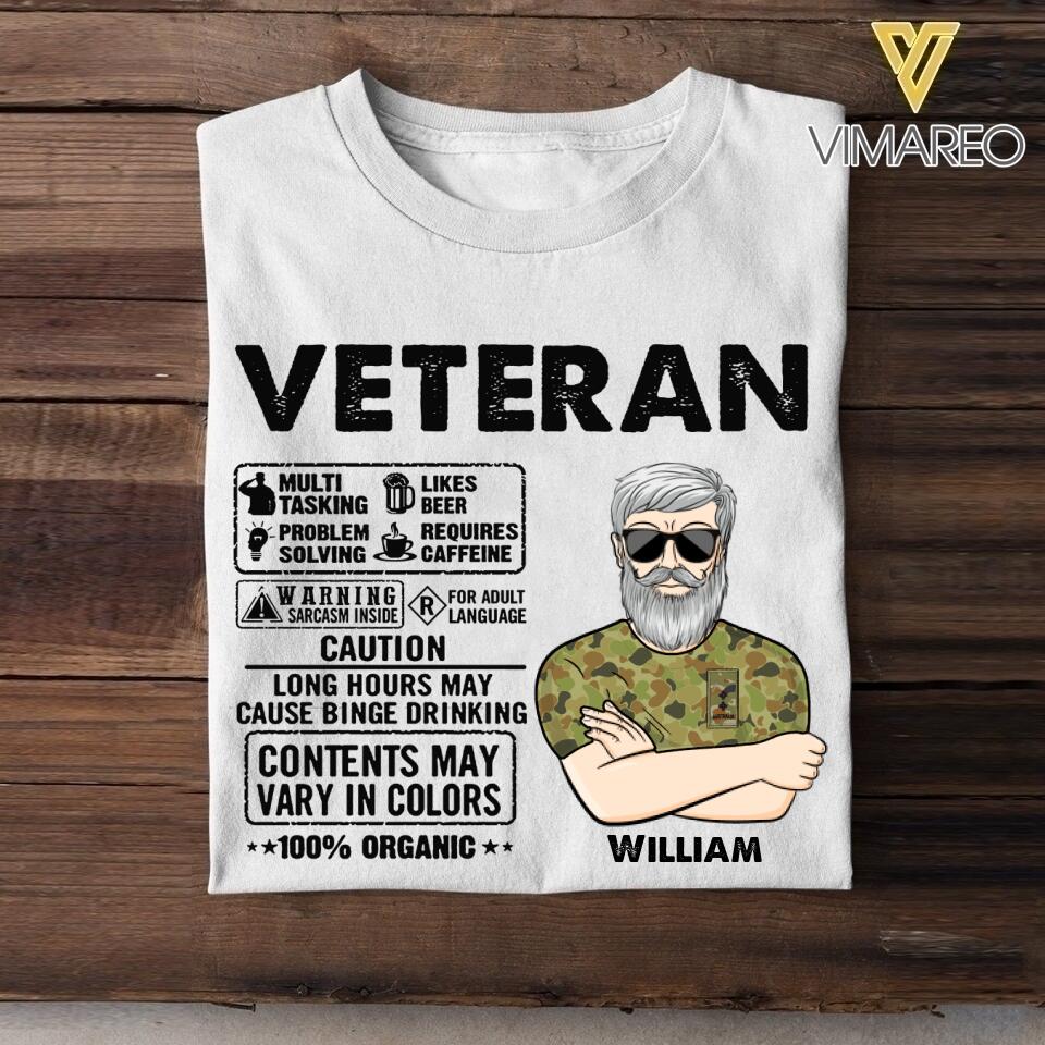 Personalized Australian Veterans/Soldier Tshirt Printed 22JUY-HC06