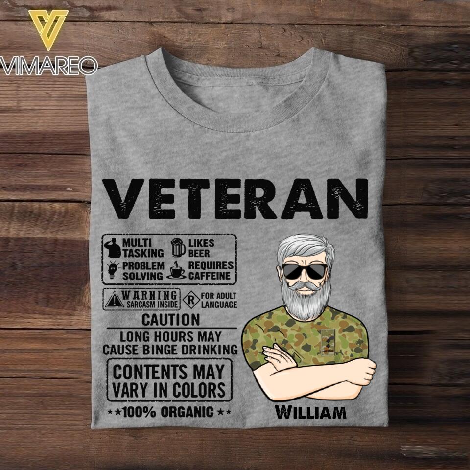 Personalized Australian Veterans/Soldier Tshirt Printed 22JUY-HC06
