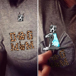 Personalized Dog Mom Leopard Pocket Tshirt 3D Printed QTVQ0807
