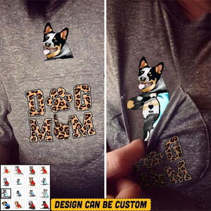 Personalized Dog Mom Leopard Pocket Tshirt 3D Printed QTVQ0807