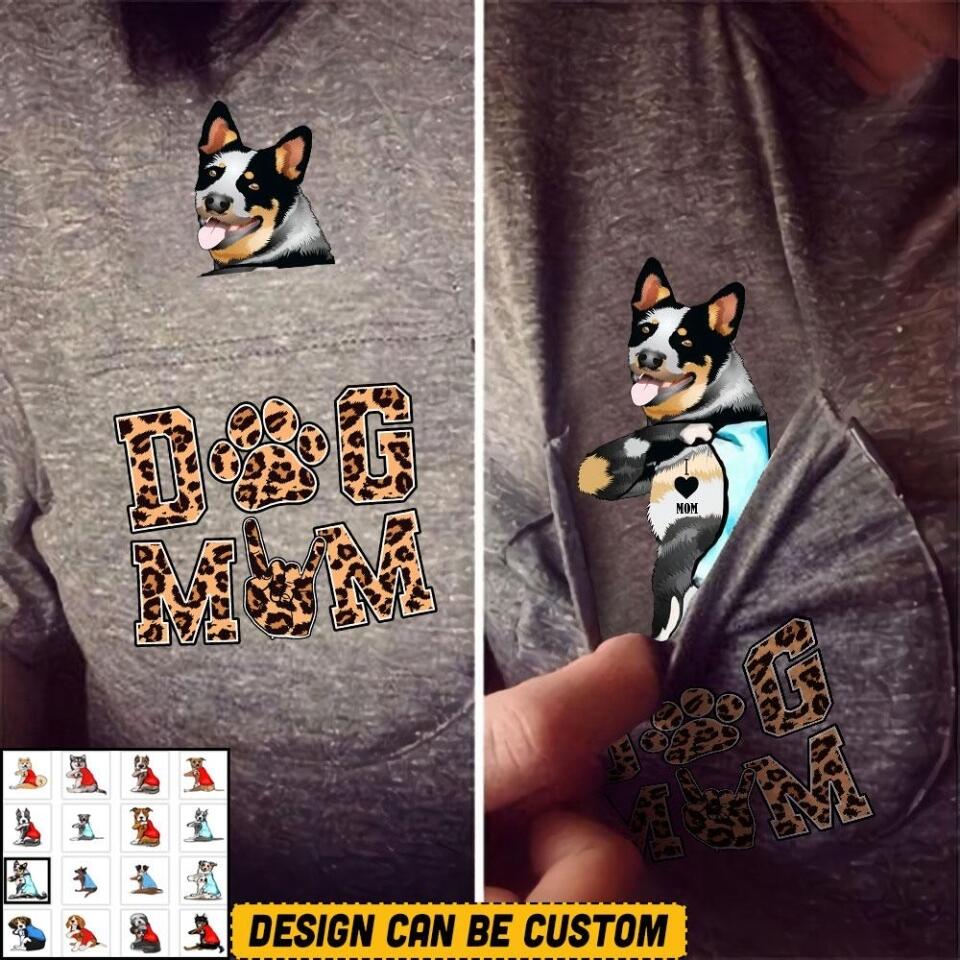 Personalized Dog Mom Leopard Pocket Tshirt 3D Printed QTVQ0807