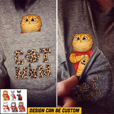 Personalized Cat Mom Leopard Pocket Tshirt 3D Printed QTVQ0807