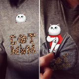 Personalized Cat Mom Leopard Pocket Tshirt 3D Printed QTVQ0807