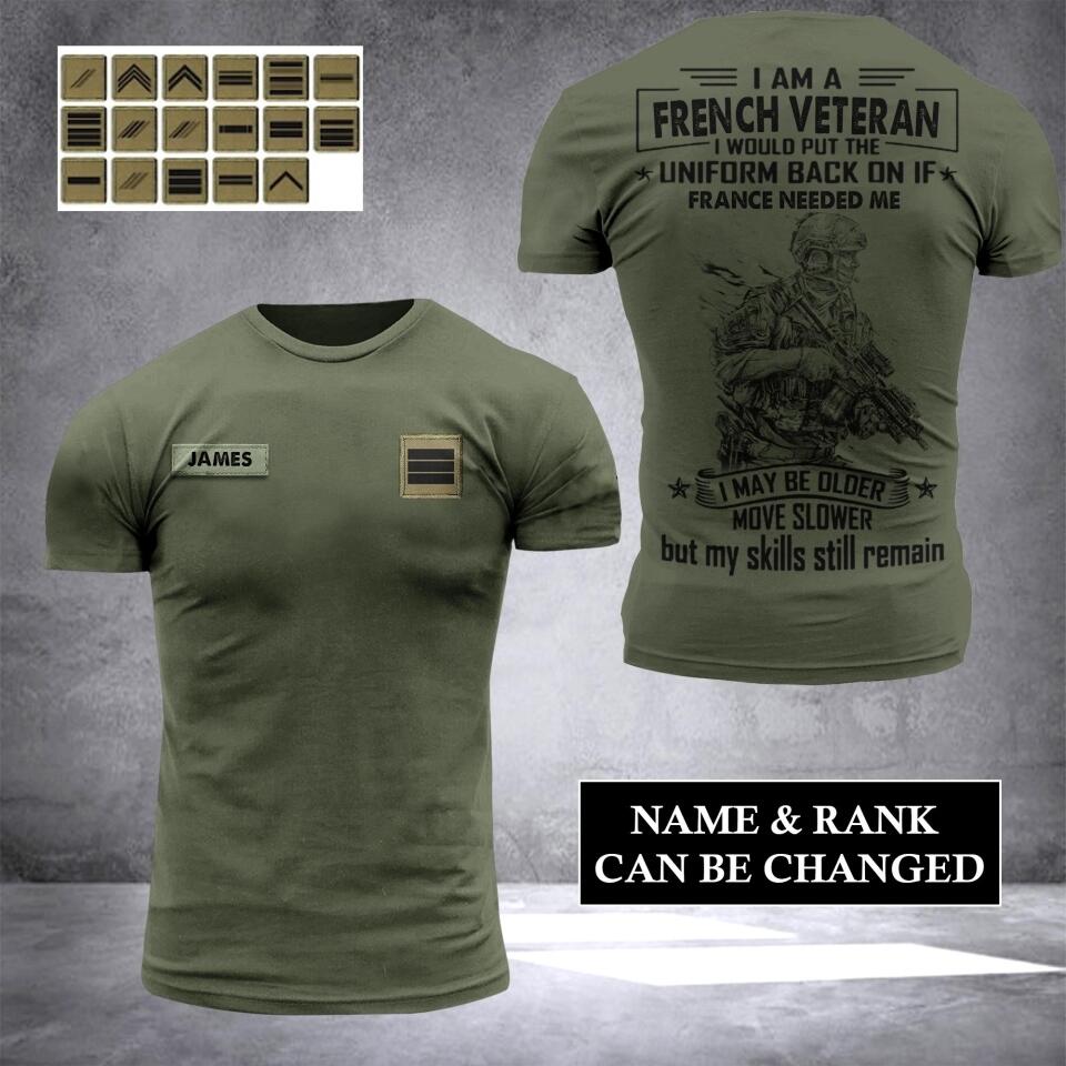 DH Personalized French Veterans/Soldier Tshirt 3D Printed HC0807