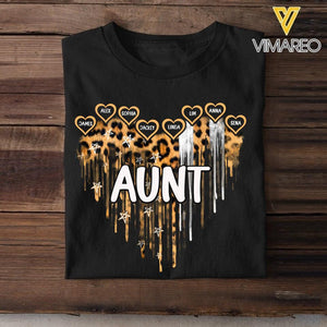 Personalized Aunt Leopard Kid Name Tshirt Printed QTDT0807