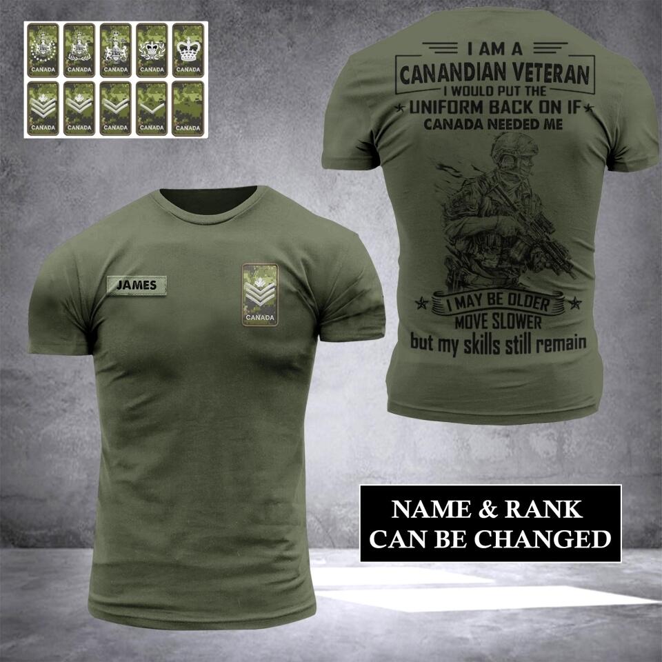 DH Personalized Canadian Veterans/Soldier Tshirt 3D Printed HC0807