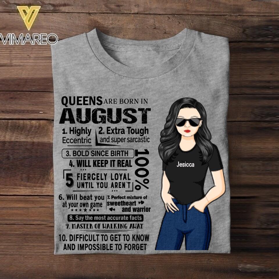 Personalized Queens Are Born In August Tshirt Printed 22JUY-HQ08