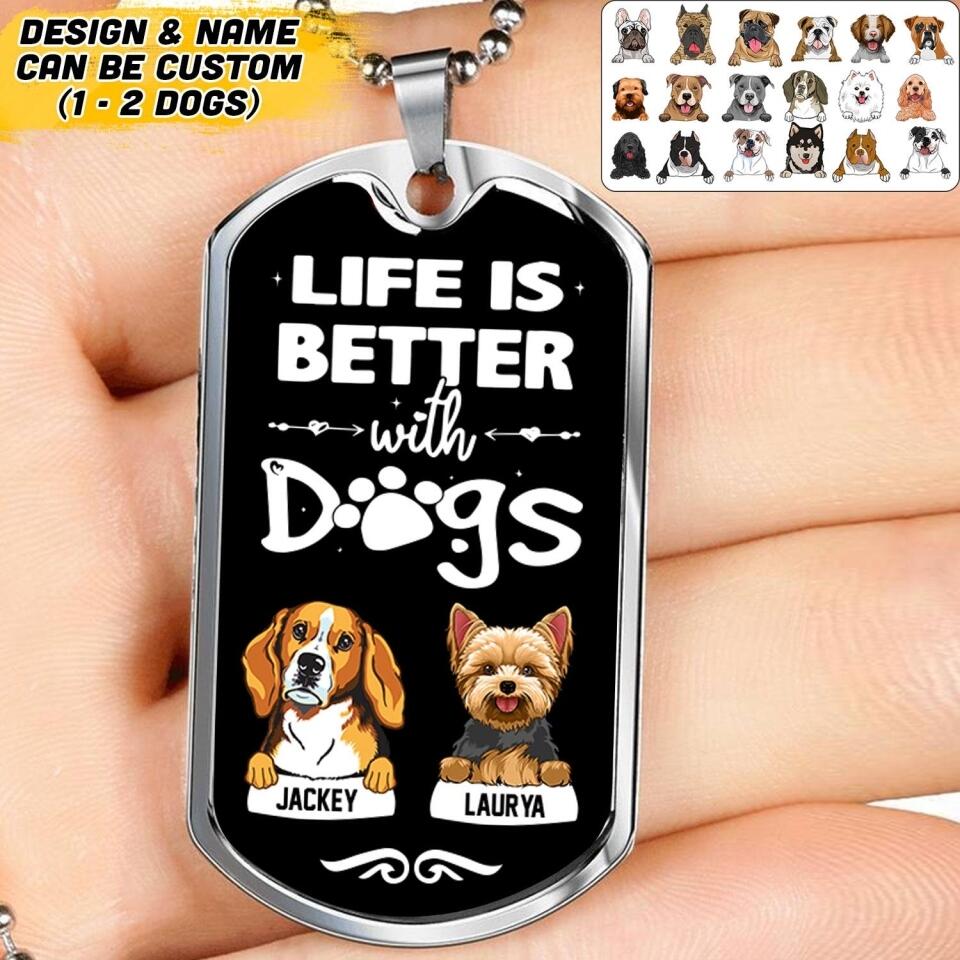 DH Personalized Life Is Better With Dogs Necklaces Printed NQHQ0807
