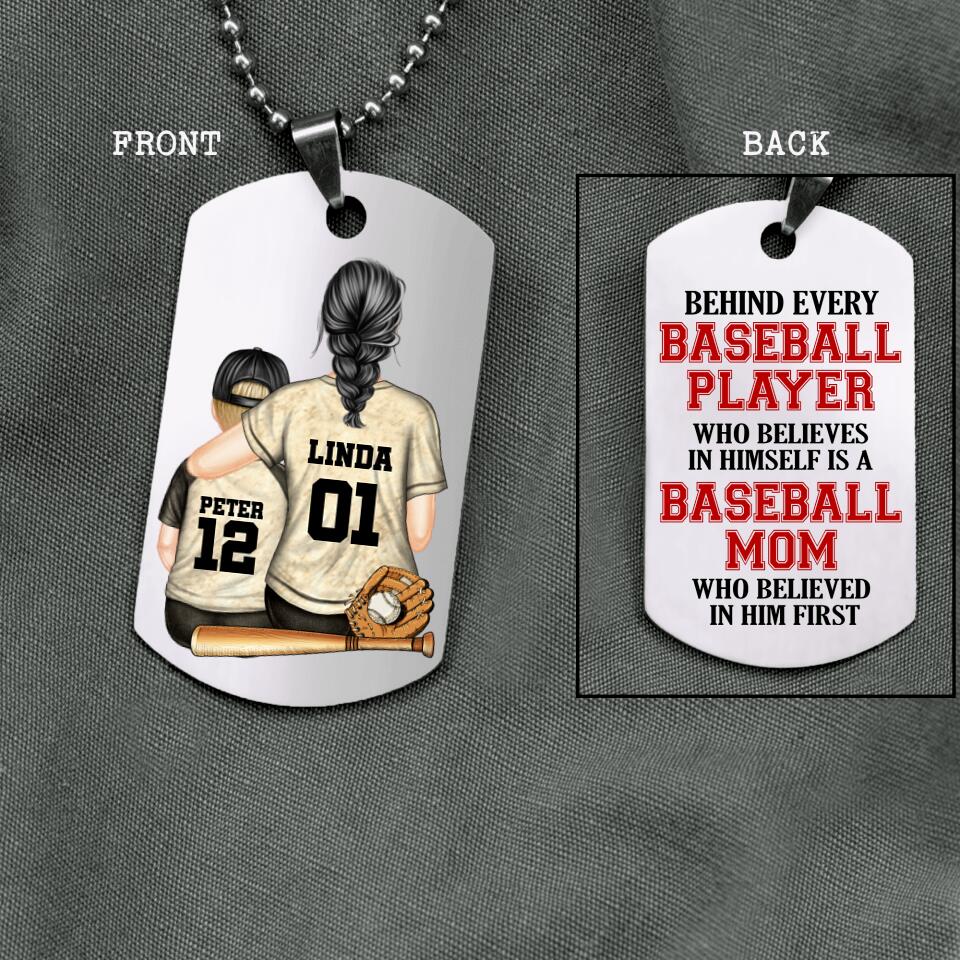 Personalized Baseball Mom Behind Every Baseball Player Necklace Printed 22JUY-DT08