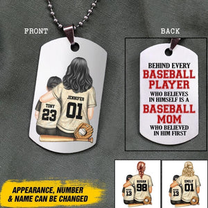 Personalized Baseball Mom Behind Every Baseball Player Necklace Printed 22JUY-DT08