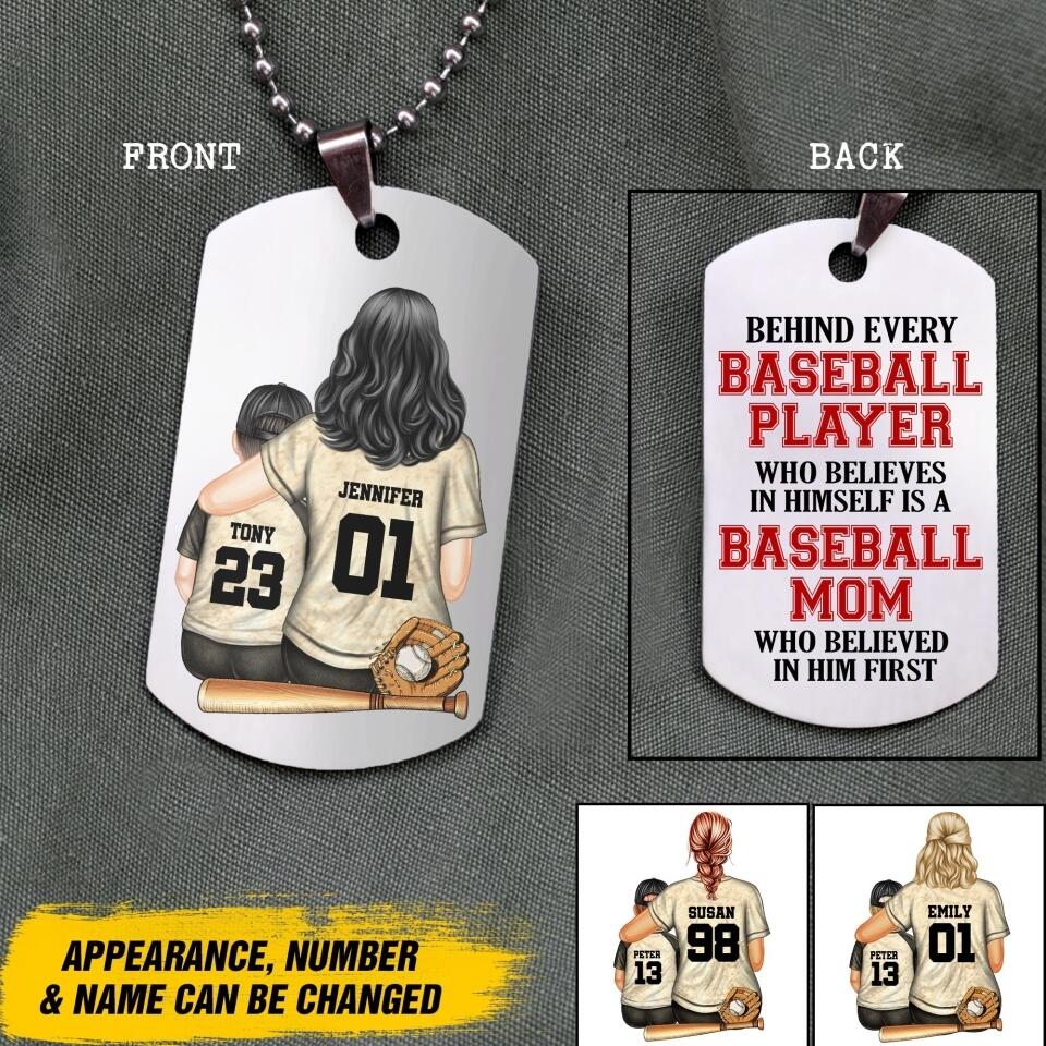 Personalized Baseball Mom Behind Every Baseball Player Necklace Printed 22JUY-DT08