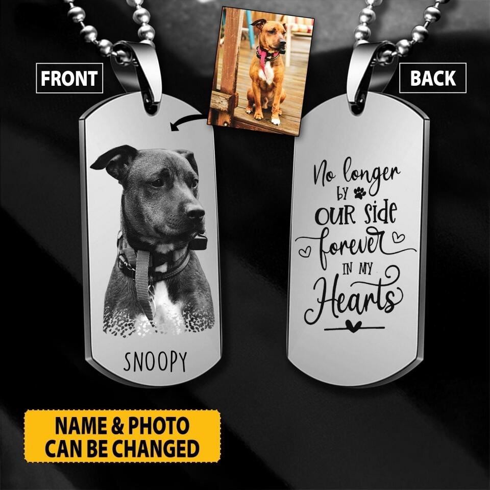 Personalized No Longer Our Side Forever In My Heart Dog Upload Photo Necklaces Printed NQHC1107