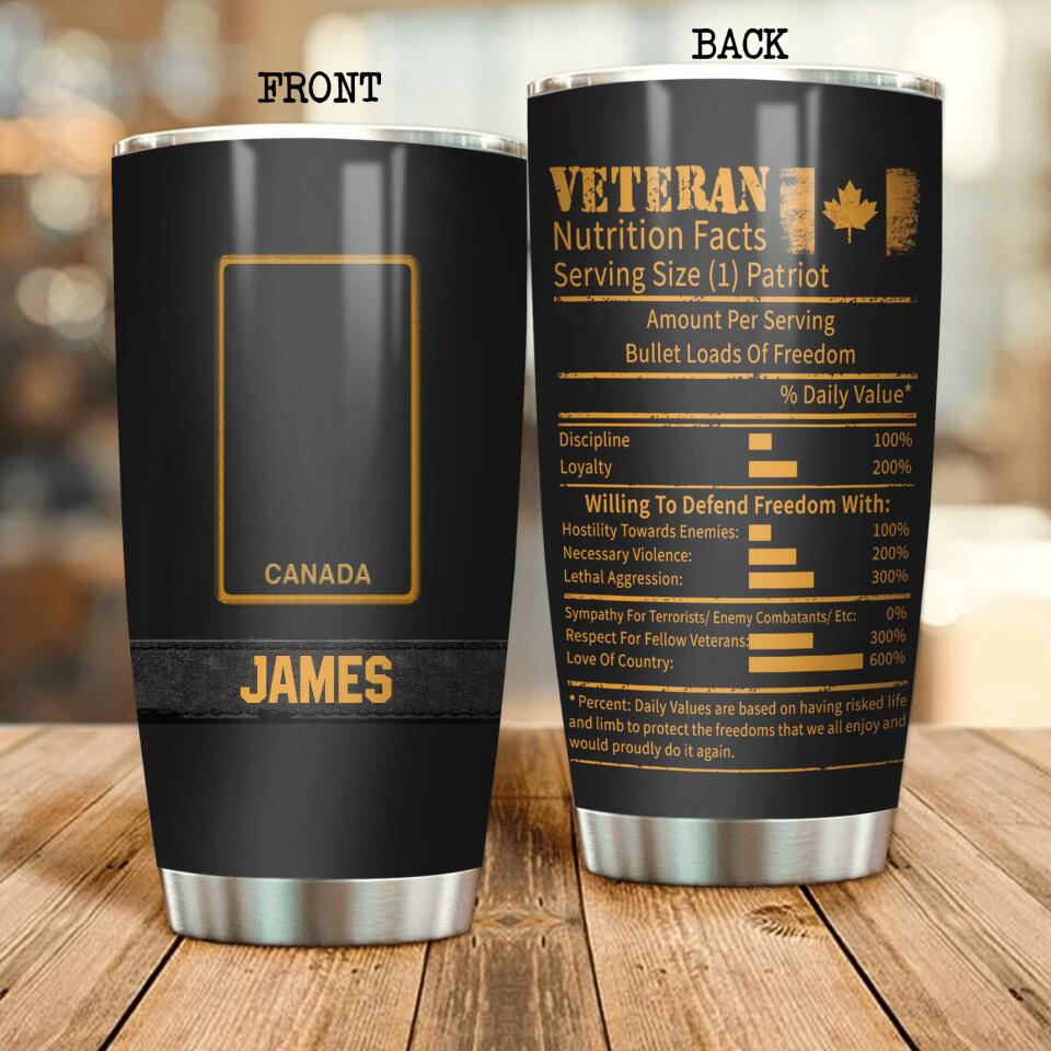 Personalized Canadian Navy Veteran Nutrition Facts Tumbler Printed QTDT1207
