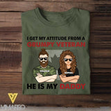 Personalized I Get My Attitude From A Canadian Grumpy Veteran He Is My Daddy Tshirt Printed QTHC1207