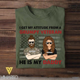 Personalized I Get My Attitude From An US Grumpy Veteran He Is My Daddy Tshirt Printed QTHC1207