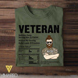 Personalized US  Veteran Nutrition Facts Tshirt Printed QTVQ1207