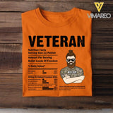 Personalized US  Veteran Nutrition Facts Tshirt Printed QTVQ1207