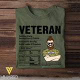 Personalized Australian Veteran Nutrition Facts Tshirt Printed QTVQ1207