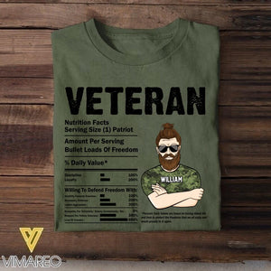 Personalized Canadian Veteran Nutrition Facts Tshirt Printed QTVQ1207