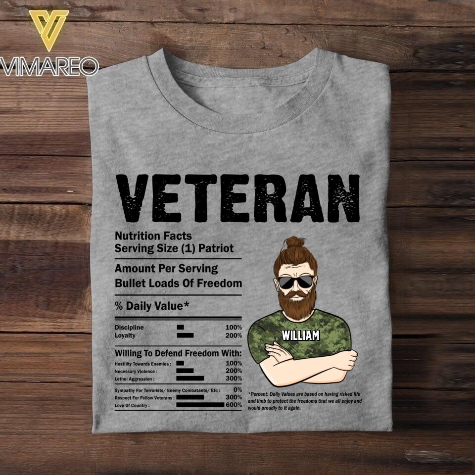 Personalized Canadian Veteran Nutrition Facts Tshirt Printed QTVQ1207