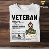 Personalized Canadian Veteran Nutrition Facts Tshirt Printed QTVQ1207