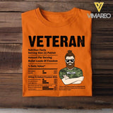 Personalized Canadian Veteran Nutrition Facts Tshirt Printed QTVQ1207