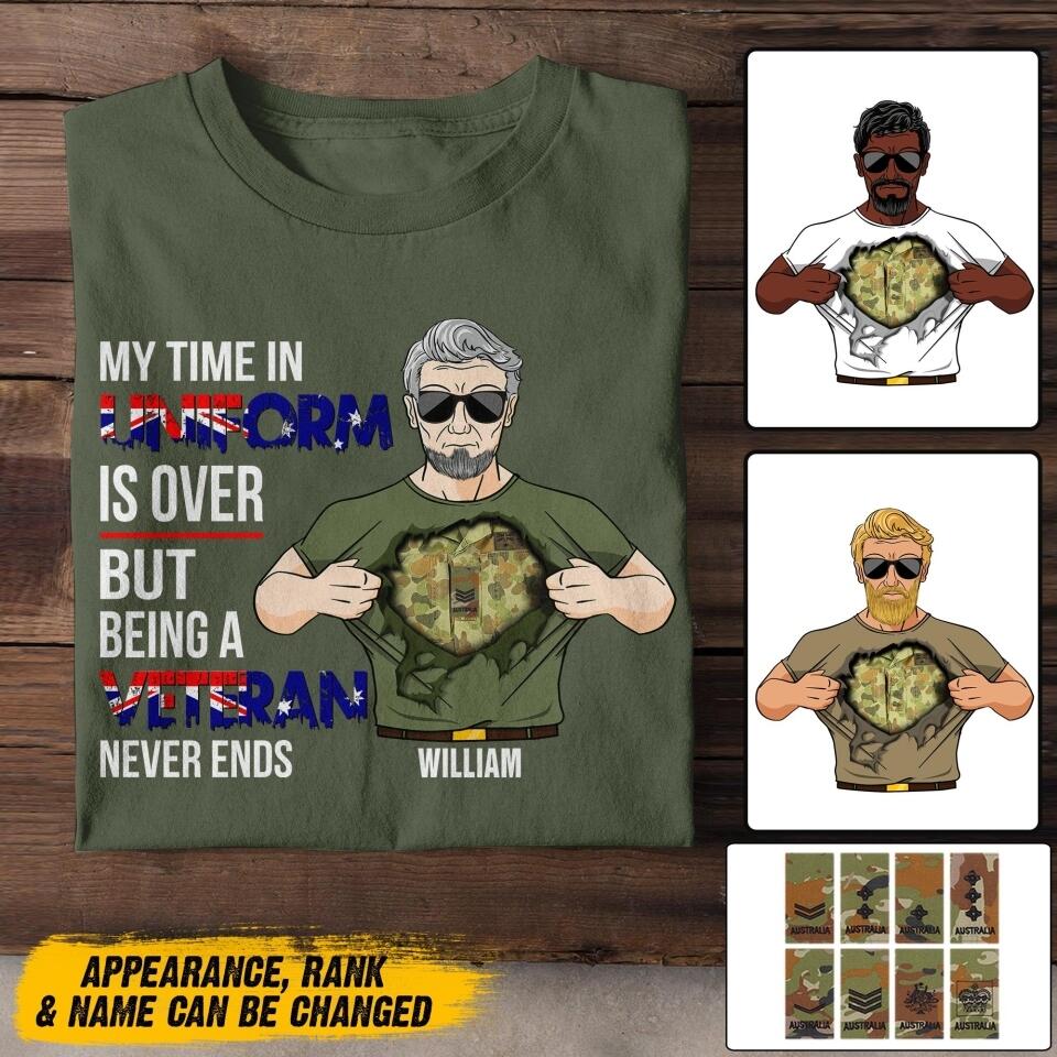 Personalized Australian Veterans/Soldier Tshirt Printed 22JUY-DT12