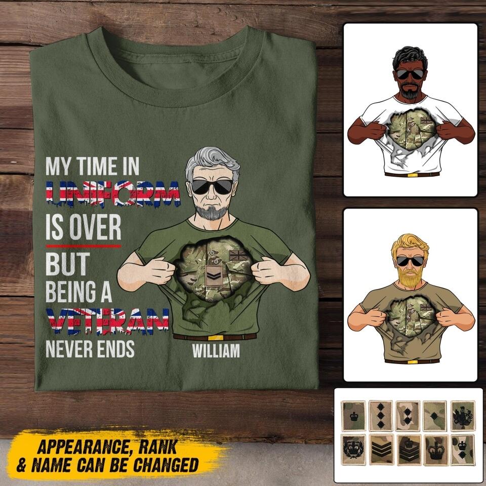 Personalized British Veterans/Soldier Tshirt Printed 22JUY-DT12