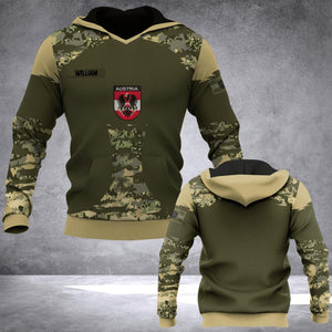 Personalized Austria Veteran/ Solider Camo Hoodie 3D Printed QTDT1207