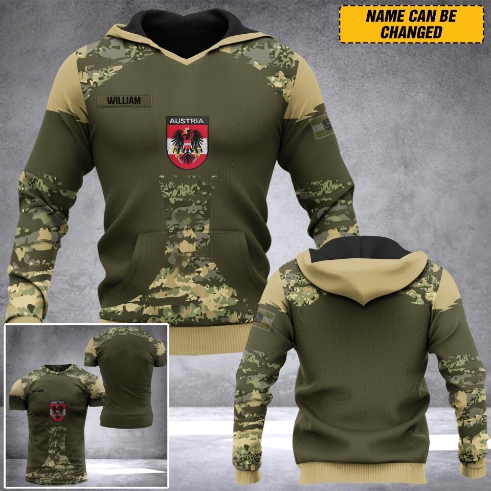 Personalized Austria Veteran/ Solider Camo Hoodie 3D Printed QTDT1207