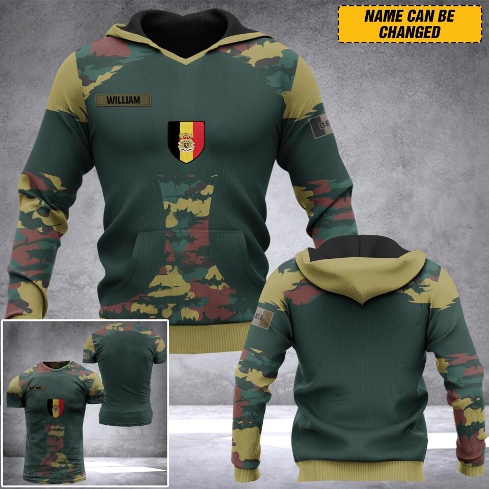 Personalized Belgium Veteran/ Solider Camo Hoodie 3D Printed QTDT1207