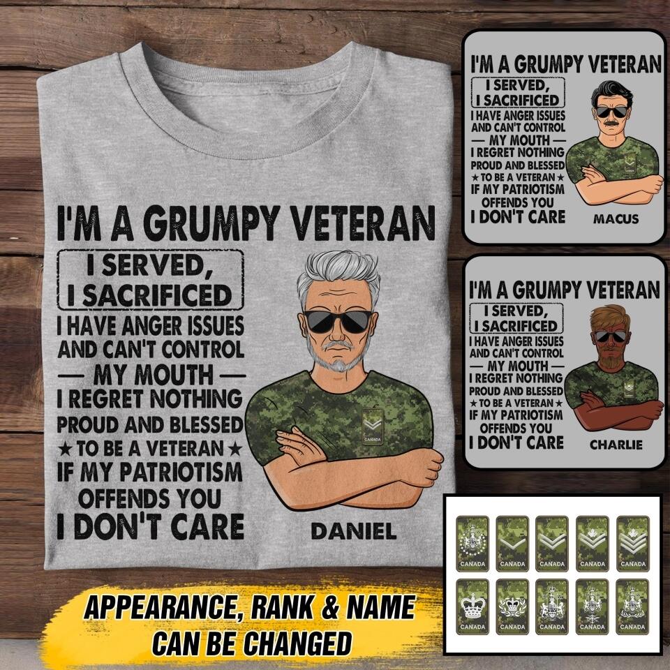 Personalized Canadian Veterans/Soldier Tshirt Printed 22JUY-HY12