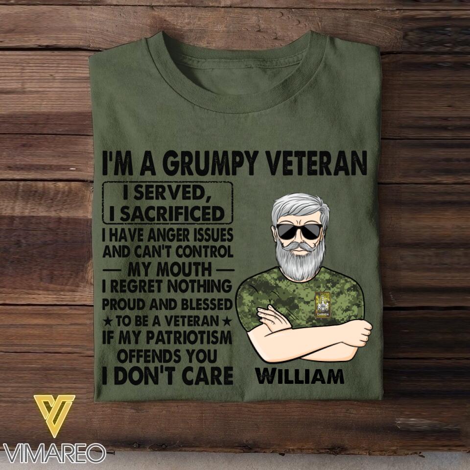 Personalized Canadian Veterans/Soldier Tshirt Printed 22JUY-HY12