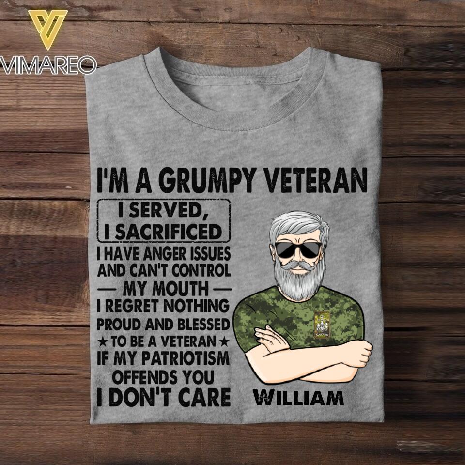 Personalized Canadian Veterans/Soldier Tshirt Printed 22JUY-HY12