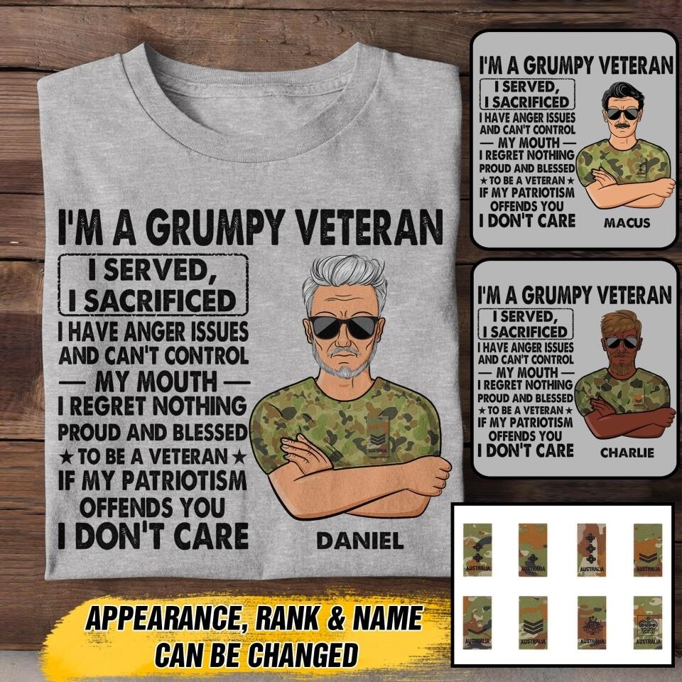 Personalized Australian Veterans/Soldier Tshirt Printed 22JUY-HY12