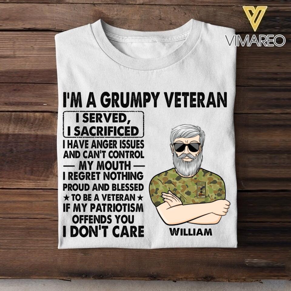 Personalized Australian Veterans/Soldier Tshirt Printed 22JUY-HY12