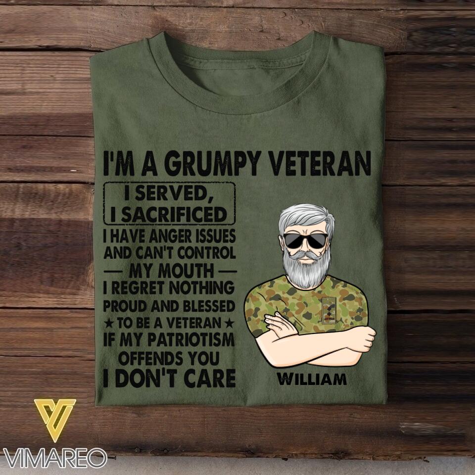 Personalized Australian Veterans/Soldier Tshirt Printed 22JUY-HY12