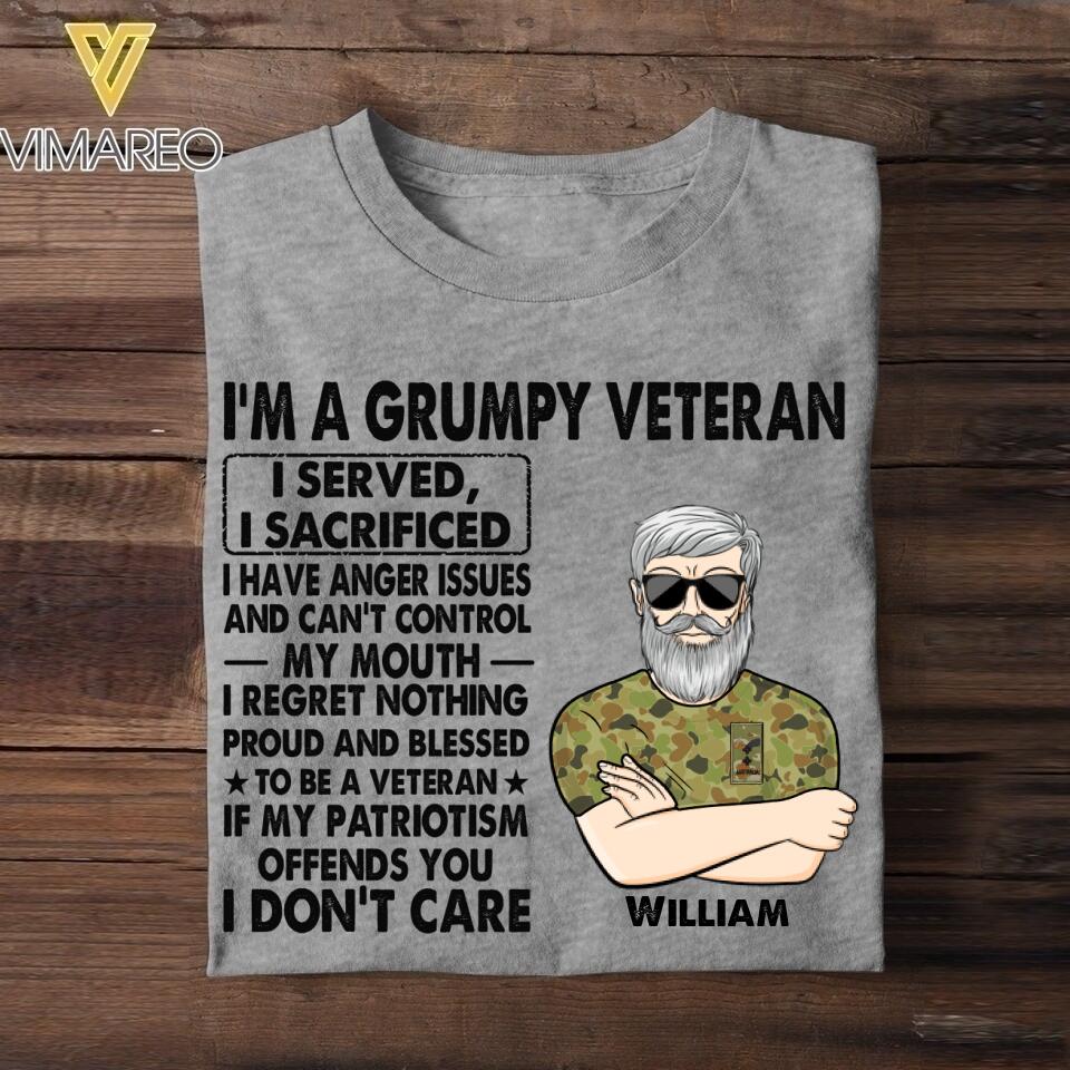 Personalized Australian Veterans/Soldier Tshirt Printed 22JUY-HY12