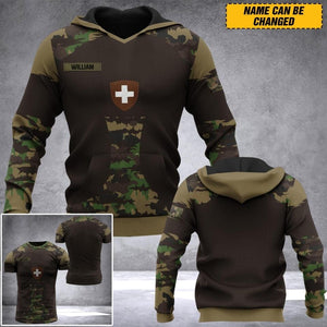 Personalized Swiss Veteran/ Solider Camo Hoodie 3D Printed QTDT1207